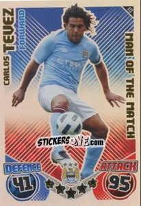 Sticker Carlos Tevez - English Premier League 2010-2011. Match Attax n. 413 - Topps