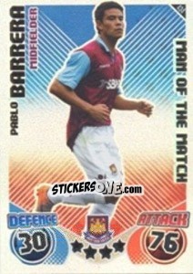 Cromo Pablo Barrera - English Premier League 2010-2011. Match Attax n. 434 - Topps