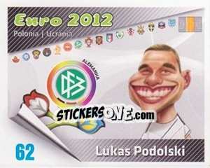 Cromo Lukas Podolski - Caricaturas Euro 2012 - Atlantico