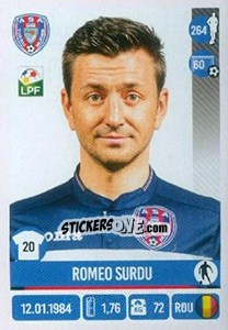 Cromo Romeo Surdu - Liga 1 Romania 2016-2017 - Panini