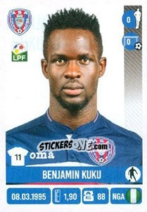 Figurina Benjamin Kuku - Liga 1 Romania 2016-2017 n. 65 - Panini