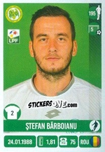 Cromo Stefan Bărboianu - Liga 1 Romania 2016-2017 - Panini