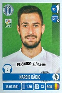 Sticker Narcis Bădic - Liga 1 Romania 2016-2017 - Panini