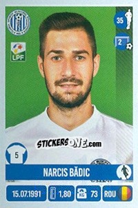 Figurina Narcis Bădic - Liga 1 Romania 2016-2017 - Panini