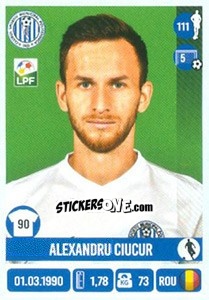 Figurina Alexandru Ciucur - Liga 1 Romania 2016-2017 n. 124 - Panini