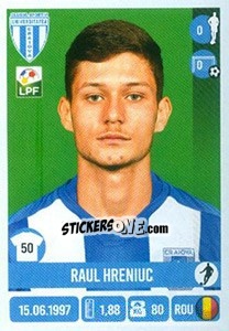 Cromo Raul Hreniuc - Liga 1 Romania 2016-2017 - Panini