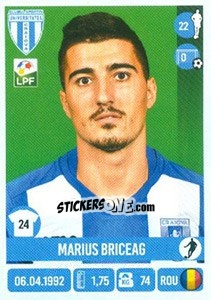 Sticker Marius Briceag - Liga 1 Romania 2016-2017 - Panini