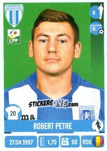 Figurina Robert Petre - Liga 1 Romania 2016-2017 - Panini