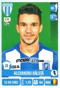 Figurina Alexandru Băluţă - Liga 1 Romania 2016-2017 - Panini