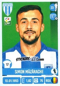 Sticker Simon Măzărache - Liga 1 Romania 2016-2017 - Panini
