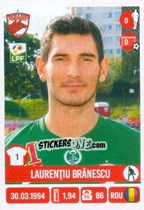 Cromo Laurenţiu Brănescu - Liga 1 Romania 2016-2017 - Panini