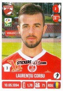 Sticker Laurenţiu Corbu - Liga 1 Romania 2016-2017 - Panini
