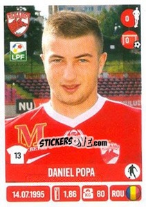 Sticker Daniel Popa - Liga 1 Romania 2016-2017 - Panini