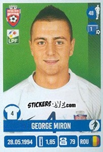 Figurina George Miron - Liga 1 Romania 2016-2017 - Panini