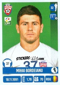 Cromo Mihai Bordeianu - Liga 1 Romania 2016-2017 - Panini