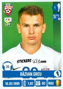 Cromo Răzvan Greu - Liga 1 Romania 2016-2017 - Panini