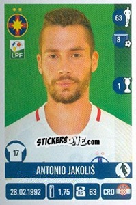 Sticker Antonio Jakoliš - Liga 1 Romania 2016-2017 n. 203 - Panini