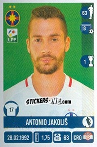 Sticker Antonio Jakoliš - Liga 1 Romania 2016-2017 - Panini