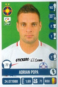 Sticker Adrian Popa - Liga 1 Romania 2016-2017 - Panini