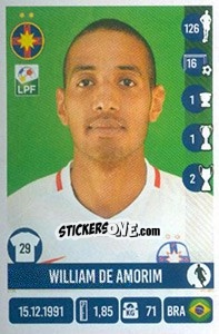 Sticker William De Amorim - Liga 1 Romania 2016-2017 - Panini