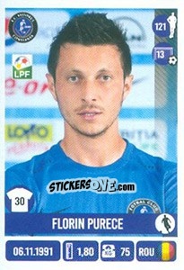Sticker Florin Purece - Liga 1 Romania 2016-2017 - Panini