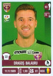 Cromo Dragoş Balauru - Liga 1 Romania 2016-2017 - Panini