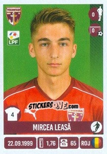 Sticker Mircea Leasă - Liga 1 Romania 2016-2017 - Panini