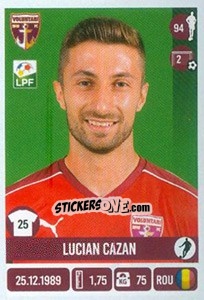 Sticker Lucian Cazan - Liga 1 Romania 2016-2017 - Panini