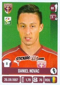 Cromo Daniel Novac - Liga 1 Romania 2016-2017 - Panini