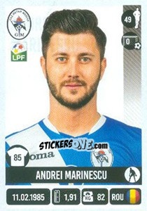 Sticker Andrei Marinescu - Liga 1 Romania 2016-2017 - Panini