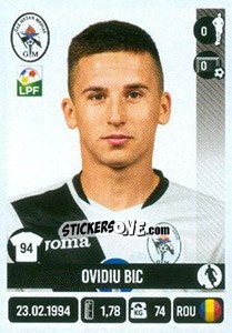 Cromo Ovidiu Bic - Liga 1 Romania 2016-2017 - Panini