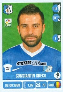 Figurina Constantin Grecu - Liga 1 Romania 2016-2017 n. 281 - Panini