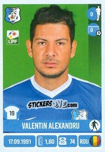 Sticker Valentin Alexandru - Liga 1 Romania 2016-2017 - Panini