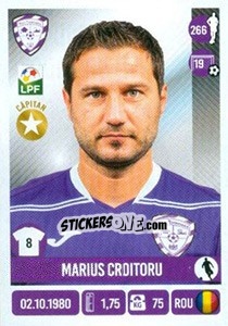 Sticker Marius Croitoru - Liga 1 Romania 2016-2017 n. 299 - Panini