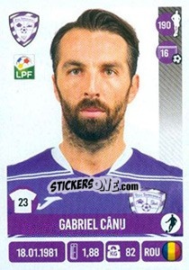 Cromo Gabriel Cânu - Liga 1 Romania 2016-2017 - Panini