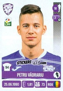 Sticker Petru Vădrariu - Liga 1 Romania 2016-2017 - Panini