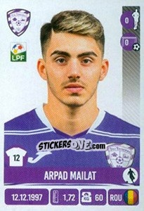 Sticker Arpad Mailat - Liga 1 Romania 2016-2017 - Panini