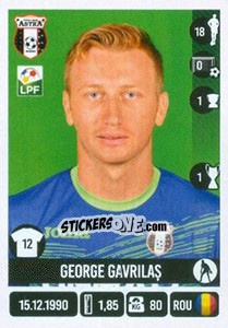 Sticker George Gavrilaş - Liga 1 Romania 2016-2017 - Panini