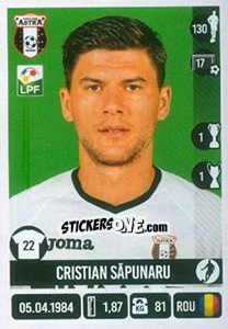 Sticker Cristian Săpunaru - Liga 1 Romania 2016-2017 n. 324 - Panini