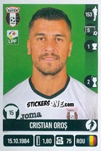 Cromo Cristian Oroş - Liga 1 Romania 2016-2017 - Panini