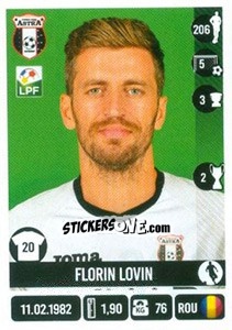 Sticker Florin Lovin - Liga 1 Romania 2016-2017 n. 334 - Panini