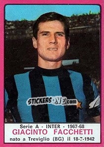 Sticker Giacinto Facchetti - Calciatori 1967-1968 - Panini
