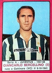 Cromo Giancarlo Bercellino - Calciatori 1967-1968 - Panini