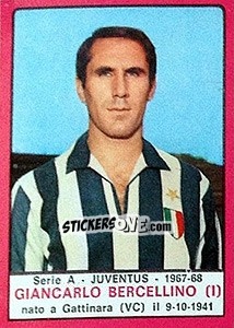 Figurina Giancarlo Bercellino - Calciatori 1967-1968 n. 103 - Panini