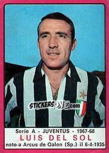 Figurina Luis Del Sol - Calciatori 1967-1968 - Panini