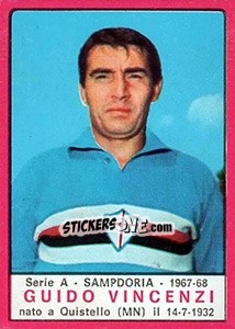 Figurina Guido Vincenzi - Calciatori 1967-1968 - Panini