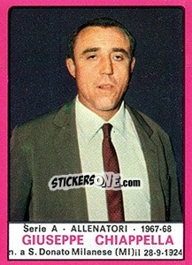 Cromo Giuseppe Chiappella - Calciatori 1967-1968 - Panini