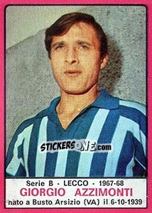 Figurina Giorgio Azzimonti - Calciatori 1967-1968 - Panini