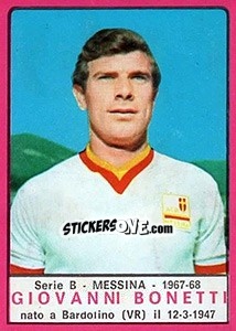 Sticker Giovanni Bonetti - Calciatori 1967-1968 n. 380 - Panini