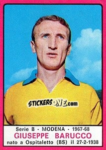 Sticker Giuseppe Barucco - Calciatori 1967-1968 n. 387 - Panini